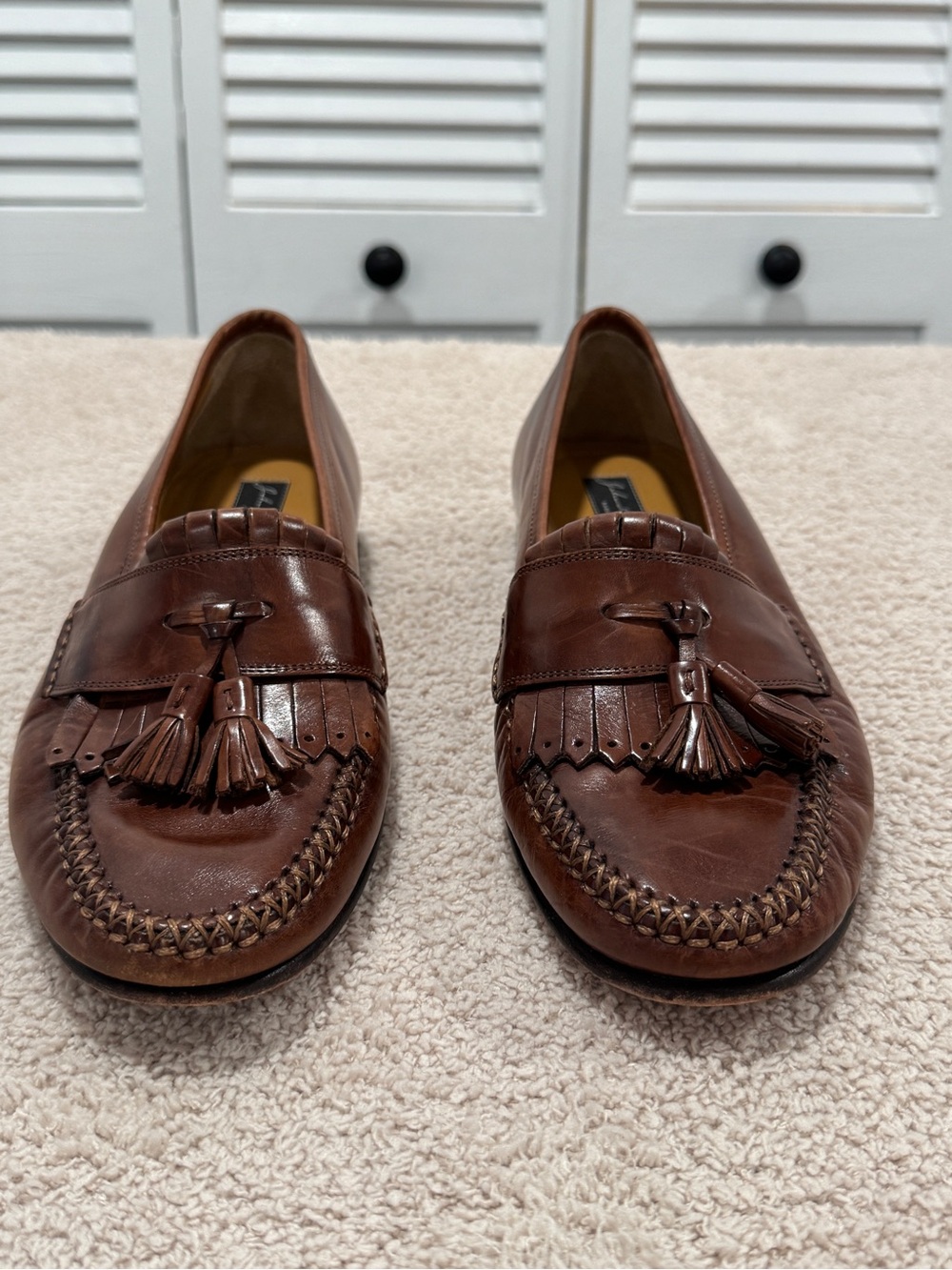 Johnston & Murphy Tassel Kiltie Loafers Brown Leather Men’s 7.5M Made in Italy